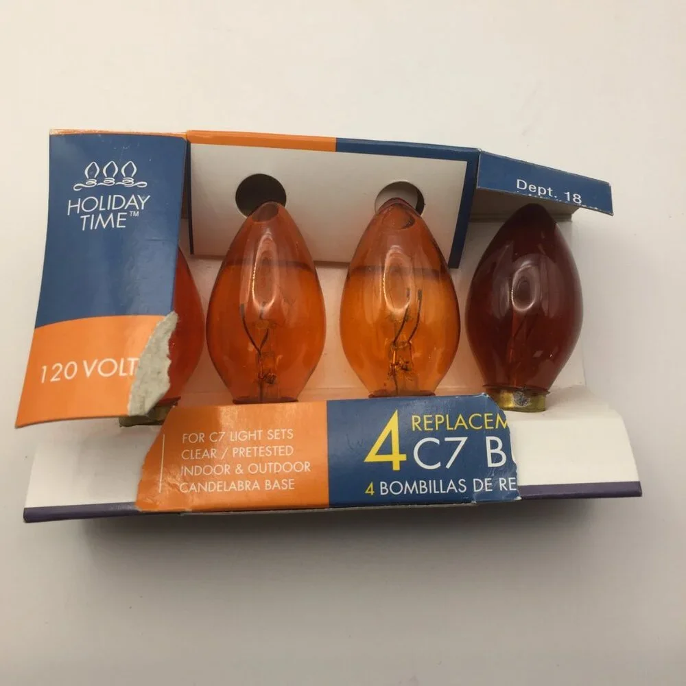 Holiday Time Christmas C7 Green Amber 3 Pack Replacement Light Bulb 120V